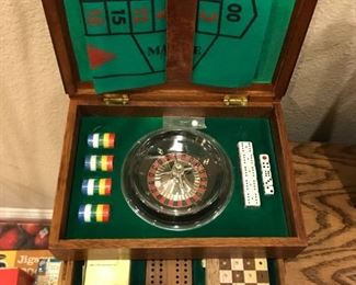 1960's Rare Pre-NES Nintendo Gambling Roulette Chess Casino Wood Chest Set