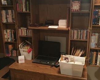 computer desk, DVD's and VHS's 