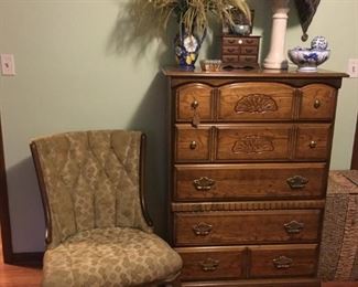 accent chair and chest of drawers 