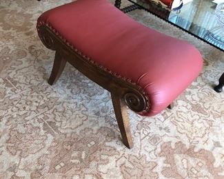 Leather ottoman or bench seat with rolled end.  30" w x 17" d x 18 1/2" h $440 