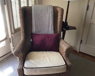 Second of the two woven wing back chairs.   $190 each 