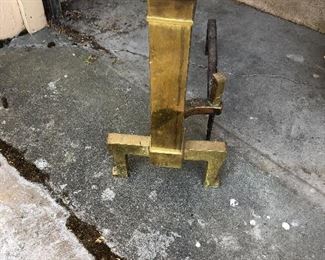 One of the beautiful antique brass andirons. $40 