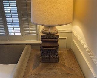 Wonderful rustic wood carved table $180