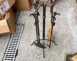 wrought iron fireplace tools $40