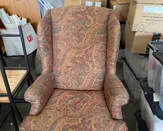 Paisley upholstered wing back chair $90