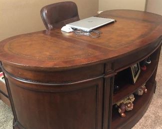 reserve at deerfield - hooker executive kidney desk -leather top -bookcase front file drawer- this one has the looks and the right spaces $799