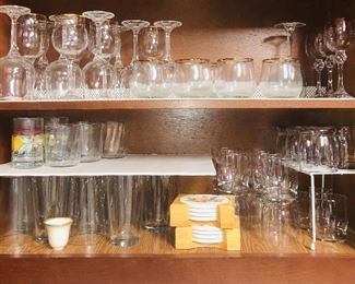 Good rimmed stemware and other glasses and stemware- coasters.