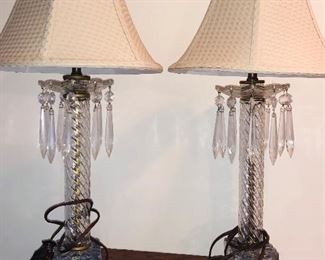 Antique marble based prism lamps- beautiful!!