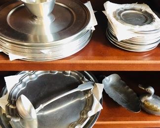 Vast collection of pewter tableware- much is vintage!