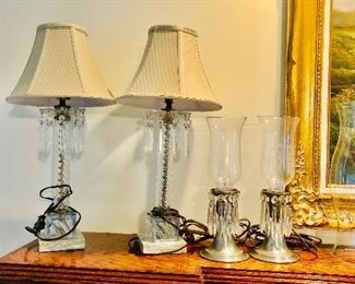 Antique prism mantle lamps.