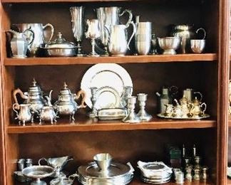 Large selection of antique and newer pewter.