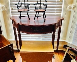 Half round traditional hall table-
Side table- antique doll chairs