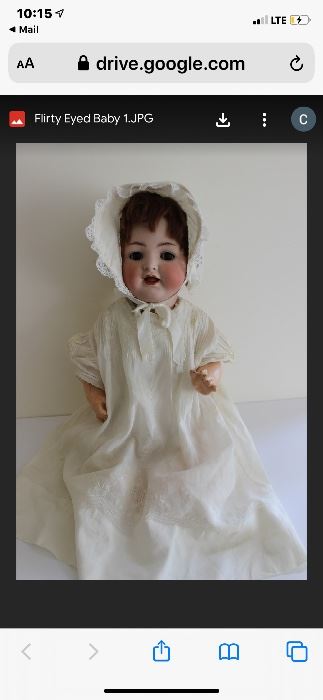 18” K*R marked Simon and Halbig Flirty Eyed Baby Doll Bisque head, composition body.  #126