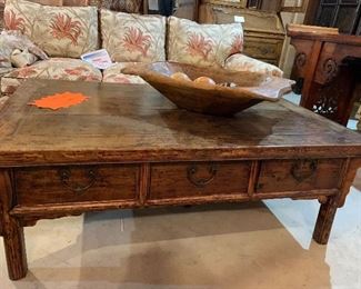 Solid wood asian coffee table with drawers.  Excellent condition and beautiful patina.  $495 .  