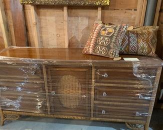 Six Drawer Chest.  Wood and Wicker. Glass knobs.  Excellent condition $295