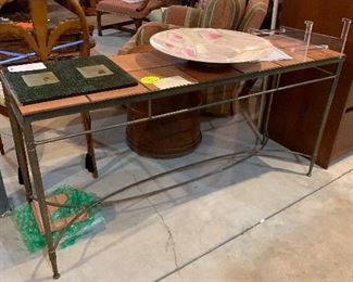 Mexican Tile and Iron Console table.  $195