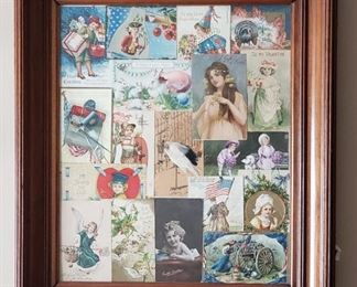 Framed Collage of Vintage Greeting Cards