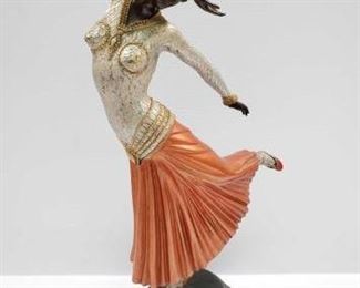 238	

Female Dancer Bronze Sculpture
Measures Approx: 11" x 7" x 21.5"