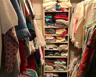 Closets packed with vintage clothing handbags and shoes 