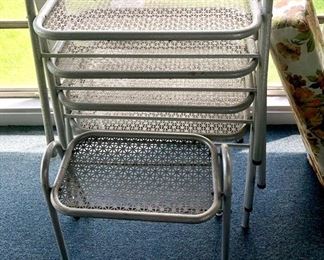 Vintage Aluminum Stacking tray tables 