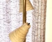 SUPER FAB Tension pole lamp PAIR with fiberglass gold string shades 
Being sold as a set with the other 2 matching desk lamps 