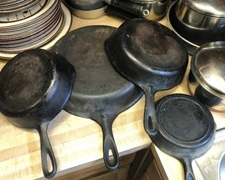 Four iron pans by Wagner Ware