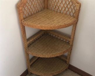 Wicker corner shelf