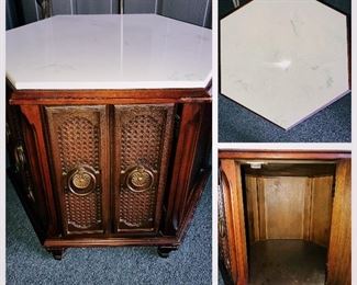 MCM mersman style octagon table with cultured marble top 