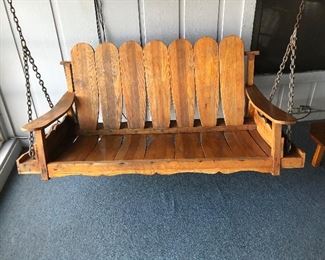 Hand crafted swing made of old skis