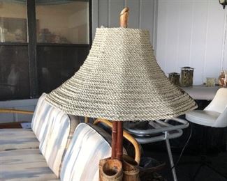 Bamboo lamp with jute rope shade