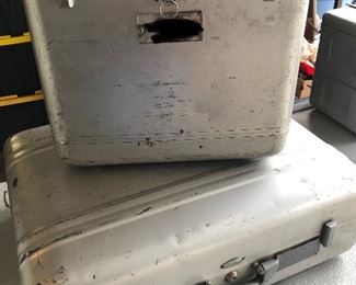 Luggage for pilot and stewardess.  Three sets of two.  Made by Halliburton.