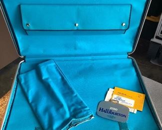 Halliburton stewardess flight luggage set with beautiful turquoise lining with original tags 
