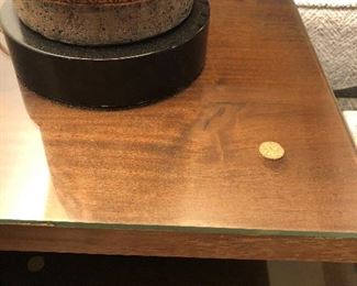 Close up of mahogany lamp table 