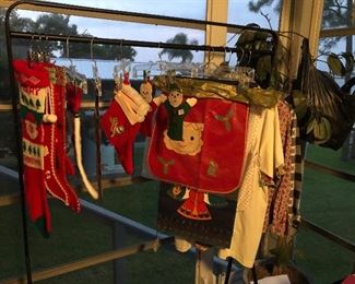Christmas stockings, aprons, wall hangings, attire.