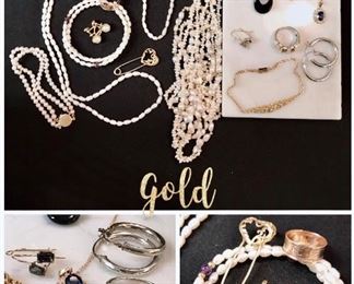 Vintage Estate Gold jewelry and pearls 