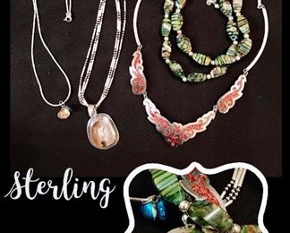 Vintage Fine Sterling and abalone jewelry 