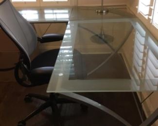 Glass top desk three pieces $275.00