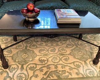 Metal coffee table with marble top