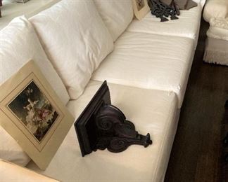 White slip covered sofa