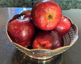 Reticulated bowl  and artificial apples