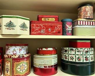 Christmas tins waiting to be filled