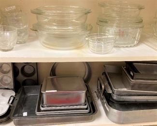 Pyrex and cookie sheets