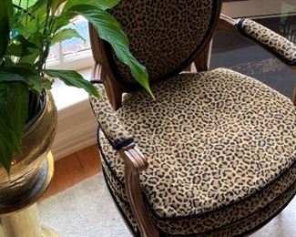 Leopard print upholstered chair