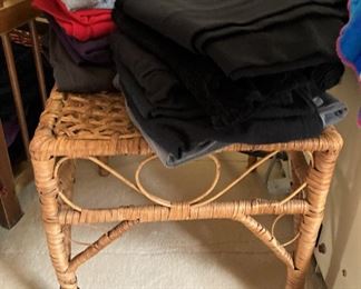 Workout clothes; rattan side table