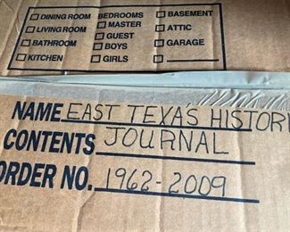 One of many boxes of cataloged history journals