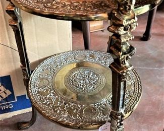 Antique brass 2-tier side table