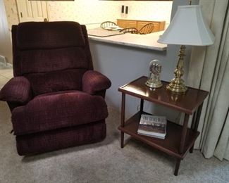Recliner and brass Waterford lamp