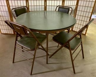 $45.00.......Green Card Table and 4 Chairs (J255)
