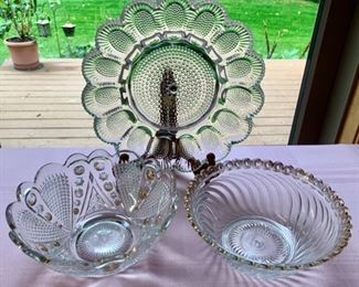CLEARANCE !  $4.00 NOW, WAS $12.00.........Vintage Glassware and Deviled Egg Platter (J493)