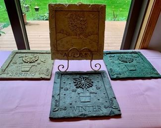 HALF OFF !  $5.00 NOW, WAS $10.00.........Set of 4 Seasonal Plaques and Stand included (J542)